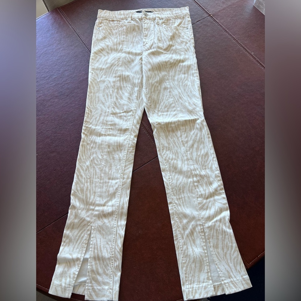 Hudson Jeans Beige Animal Print Trousers